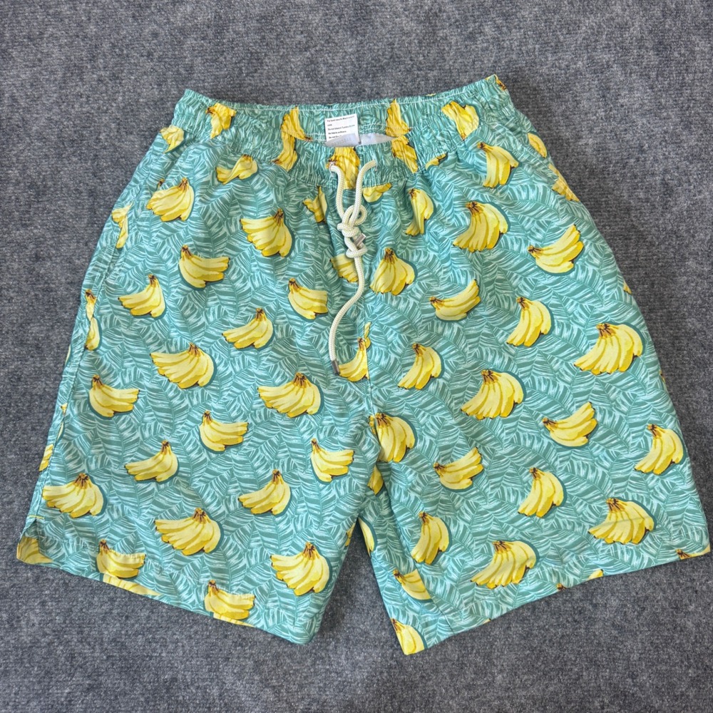Peter Millar Swim Trunks Boys M Banana Print Swim Trunks Mesh Lined Shorts Pool‎